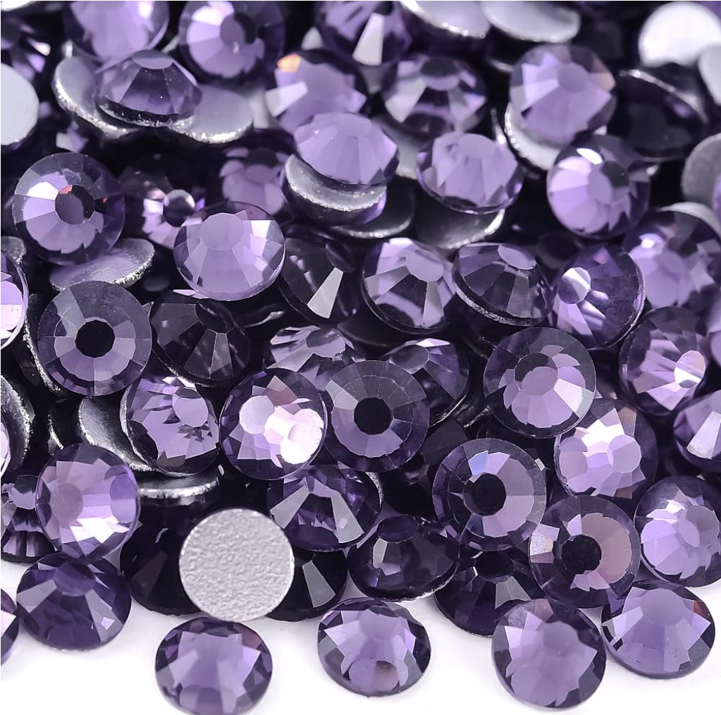 Tanzanite Glass Rhinestones | Grey Purple Flatback Rhinestones