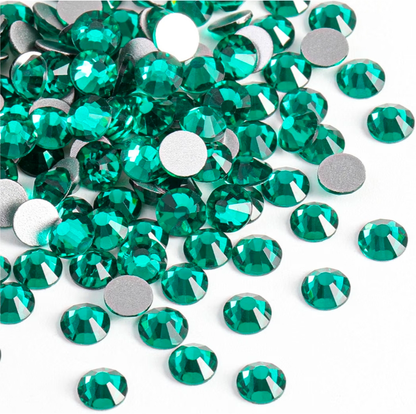 Blue Zircon Glass Rhinestones | Dark Teal Aqua Blue Glass Flatback Rhinestones | SS3 SS4 SS6 SS8 SS10 SS12 SS16 SS20 SS34 | 288–1,440 Pieces