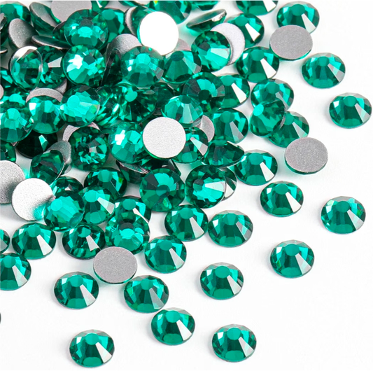 Blue Zircon Glass Rhinestones | Dark Teal Aqua Blue Glass Flatback Rhinestones | SS3 SS4 SS6 SS8 SS10 SS12 SS16 SS20 SS34 | 288–1,440 Pieces
