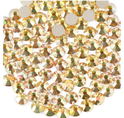 Metal Sunlight Gold Glass Rhinestones | Metallic Gold Flatback Rhinestones