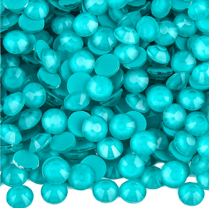 Mocha Peacock Aqua Blue Neon Glass Flatback Rhinestones