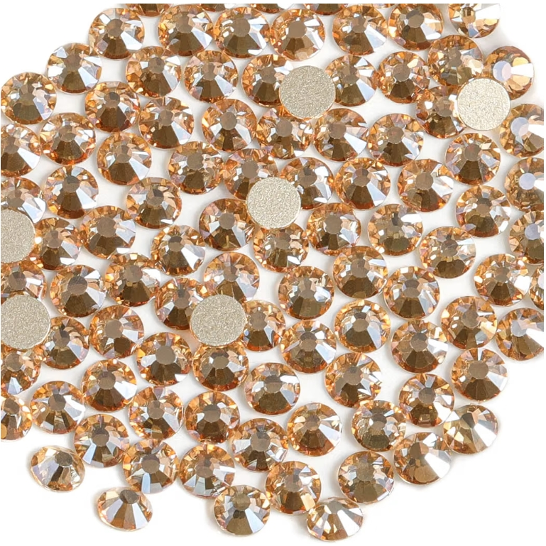 Golden Shadow Glass Rhinestones | Warm Light Brown Gold Flatback Rhinestones