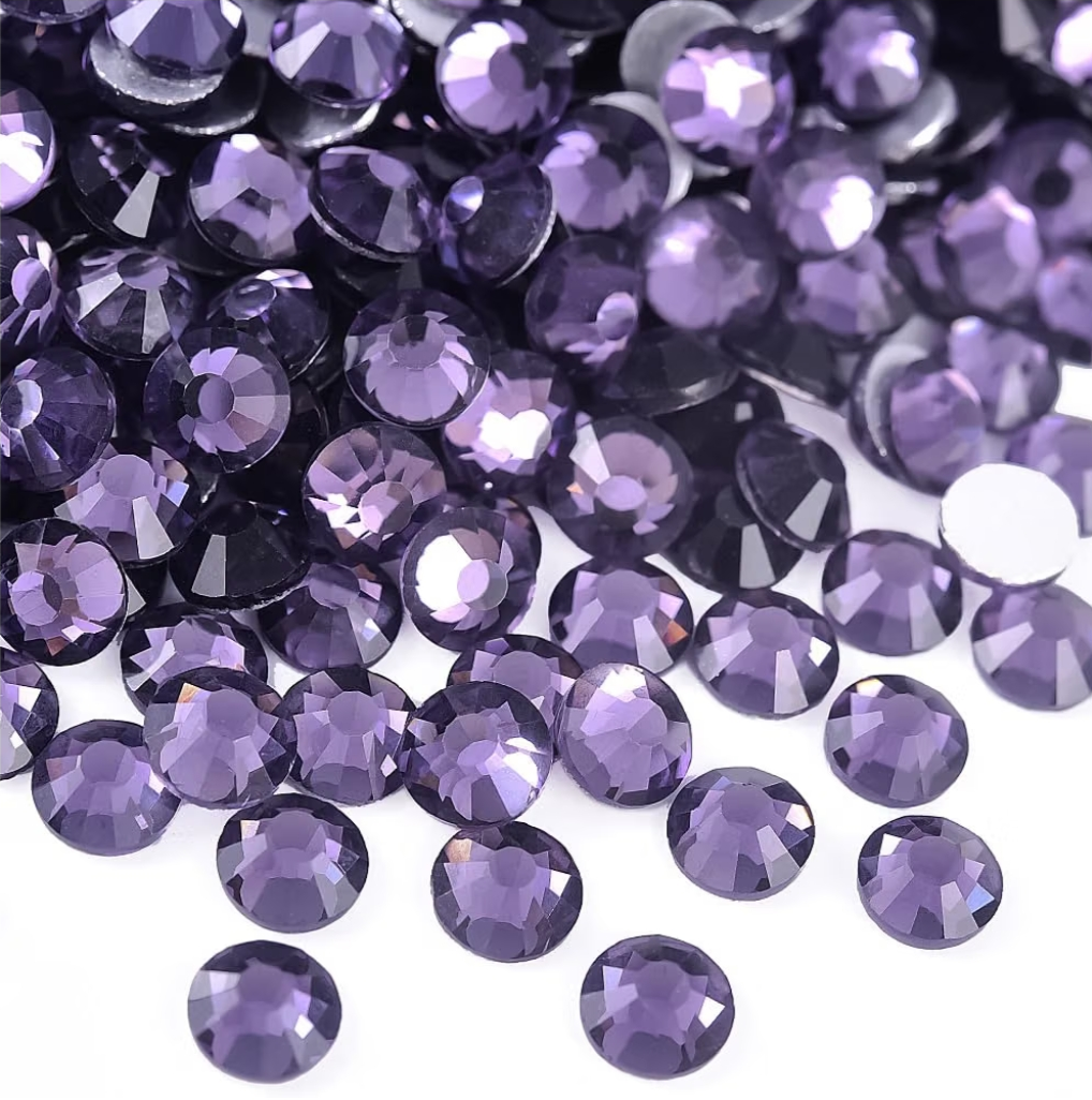 Tanzanite Glass Rhinestones | Grey Purple Flatback Rhinestones