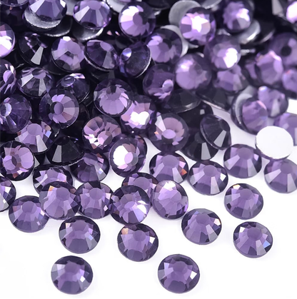 Tanzanite Glass Rhinestones | Grey Purple Flatback Rhinestones