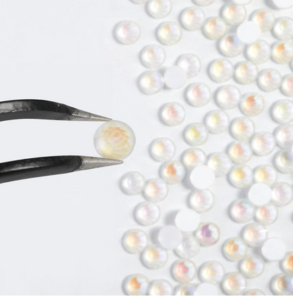Luminous White AB Glass Rhinestones | Iridescent White Flatback Rhinestones | SS10 SS16 SS20 SS30 | 288–1,440 Pieces