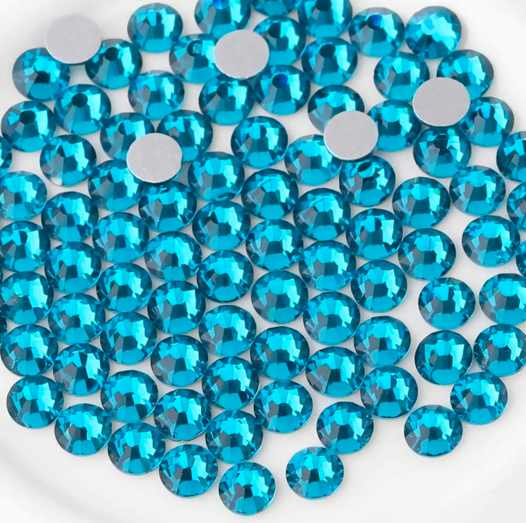 Indicolite Glass Rhinestones | Deep Teal Blue-Green Flatback Rhinestones