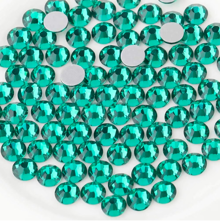 Blue Zircon Glass Rhinestones | Dark Teal Aqua Blue Glass Flatback Rhinestones | SS3 SS4 SS6 SS8 SS10 SS12 SS16 SS20 SS34 | 288–1,440 Pieces