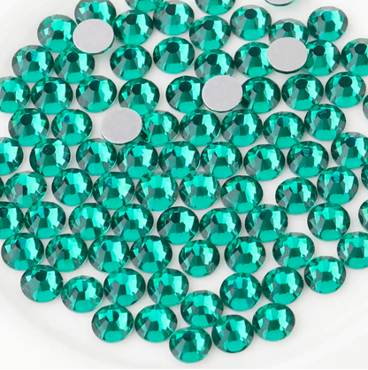 Blue Zircon Glass Rhinestones | Dark Teal Aqua Blue Glass Flatback Rhinestones | SS3 SS4 SS6 SS8 SS10 SS12 SS16 SS20 SS34 | 288–1,440 Pieces