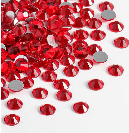 Light Siam Red Glass Rhinestones | Red Glass Flatback Rhinestones | SS3 SS4 SS6 SS8 SS10 SS12 SS16 SS20 SS30 SS34 SS50 | 144–1,440 Pieces
