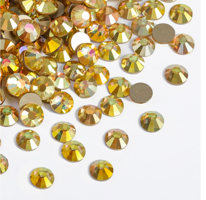 Metal Sunlight Gold Glass Rhinestones | Metallic Gold Flatback Rhinestones