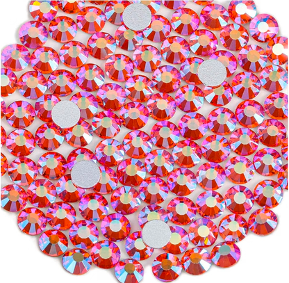 Hyacinth Orange AB Glass Rhinestones | Orange Red Iridescent Flatback Rhinestones