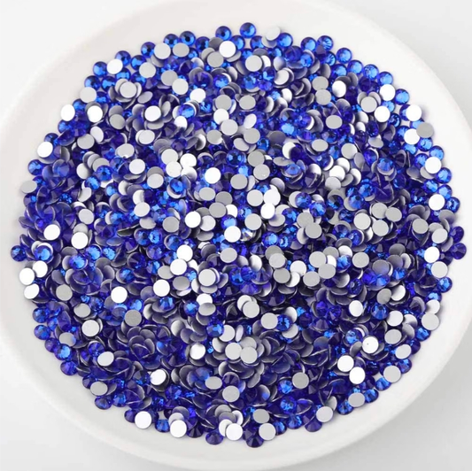 Sapphire Blue Glass Rhinestones | Cobalt Blue Glass Flatback Rhinestones | SS3 SS4 SS6 SS8 SS10 SS12 SS16 SS20 SS30 SS34 SS40 | 144–1,440 Pieces