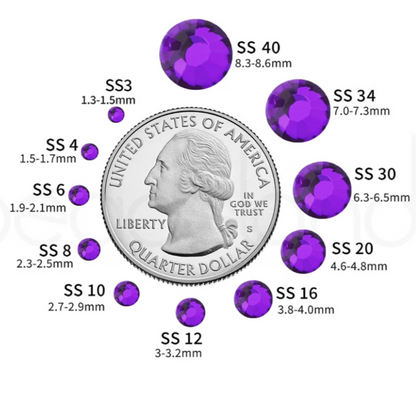 Pure Purple Glass Rhinestones | Purple Blue Glass Flatback Rhinestones | SS4 SS6 SS8 SS10 SS12 SS16 SS20 SS30 SS40 SS50 | 144–1,440 Pieces (Copy)