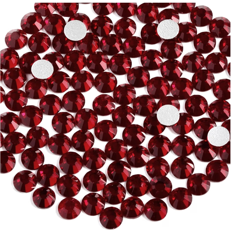 Dark Siam Red Glass Rhinestones | Cherry Red Glass Flatback Rhinestones