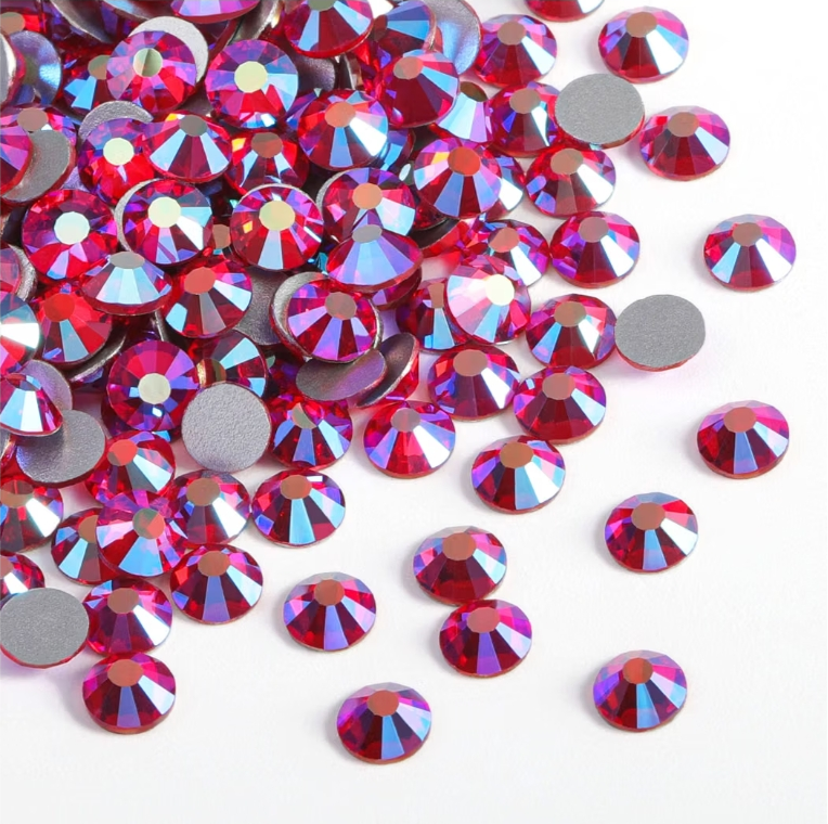 Light Siam AB Glass Rhinestones | Iridescent Red Flatback Rhinestones