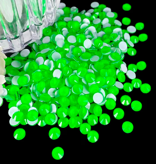 Neon Green Glass Rhinestones | UV Reactive Green Flatback Rhinestones | SS6 SS10 SS16 SS20 SS30 & Mixed Sizes | 288–1,440 Pieces