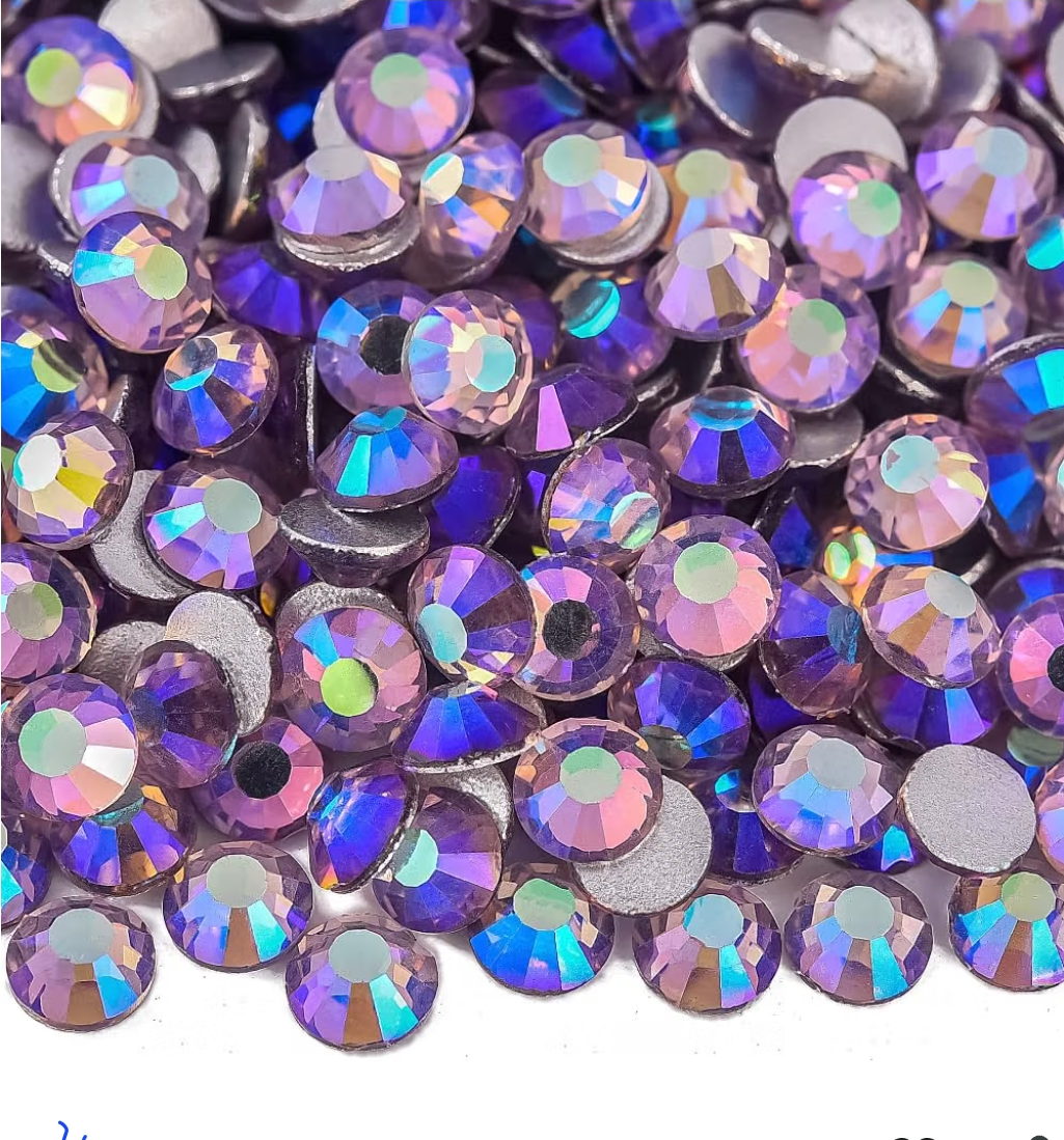Light Violet AB Glass Rhinestones | Iridescent Flatback Rhinestones