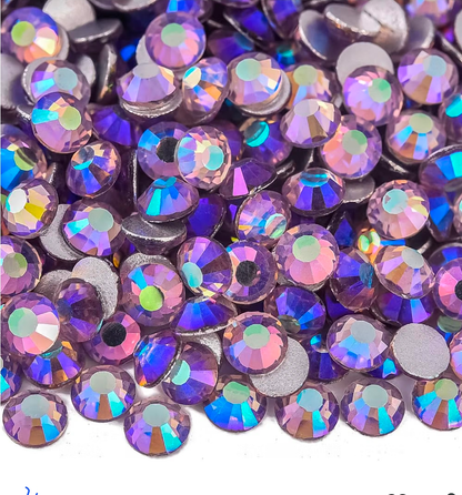 Light Violet AB Glass Rhinestones | Iridescent Flatback Rhinestones