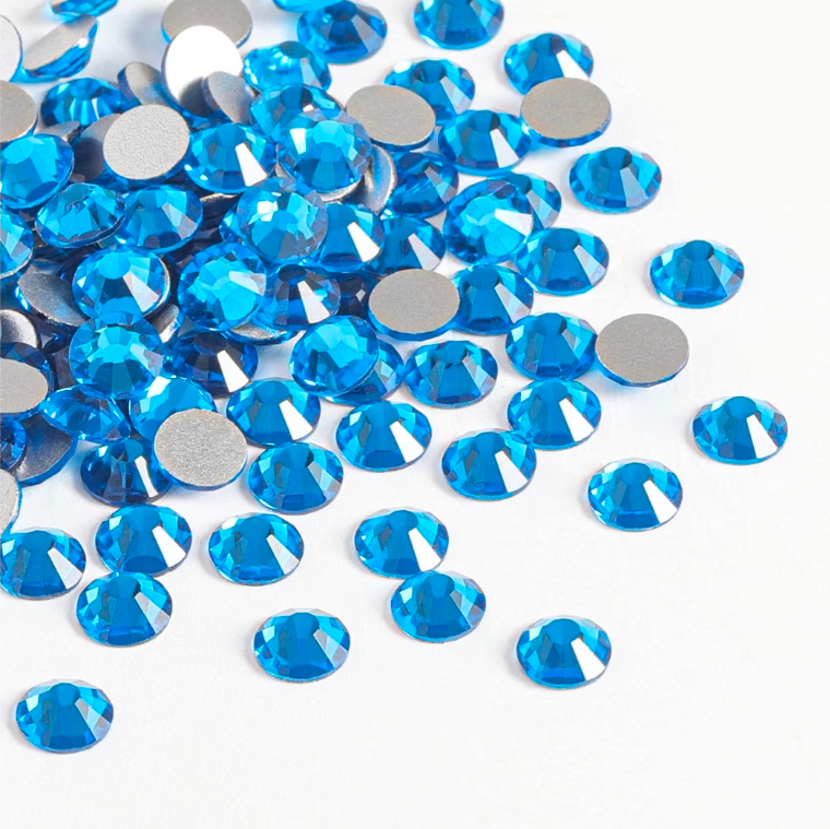 Capri Blue Glass Rhinestones | Vibrant Ocean Blue Flatback Rhinestones