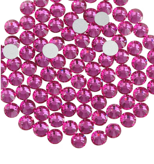 Fuchsia Glass Rhinestones | Hot Pink Glass Flatback Rhinestones | SS3 SS4 SS6 SS8 SS10 SS12 SS16 SS20 SS30 SS34 SS40 SS50 | 144–1,440 Pieces
