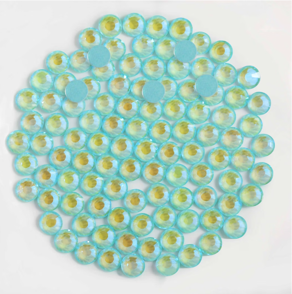 Luminous Mint Green AB Glass Rhinestones | Mint Blue Green Iridescent Flatback Rhinestones | SS6 SS10 SS16 SS20 SS30 | 288–1,440 Pieces