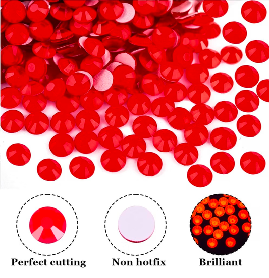 Neon Red Glass Rhinestones | UV Reactive Flatback Rhinestones