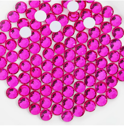 Hot Pink Glass Rhinestones | Bright Pink Glass Flatback Rhinestones | SS10 SS12 SS16 SS20 SS30 | 288–1,440 Pieces