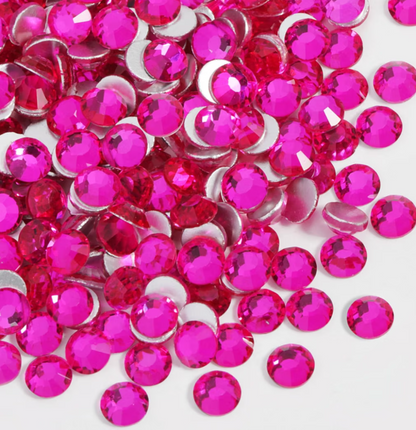 Hot Pink Glass Rhinestones | Bright Pink Glass Flatback Rhinestones | SS10 SS12 SS16 SS20 SS30 | 288–1,440 Pieces