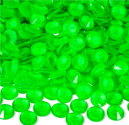 Neon Green Glass Rhinestones | UV Reactive Green Flatback Rhinestones | SS6 SS10 SS16 SS20 SS30 & Mixed Sizes | 288–1,440 Pieces