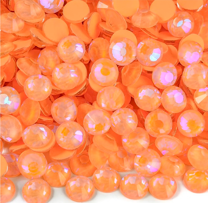 Luminnous Lt. Orange Hyacinth Glass Rhinestones | Orange Neon Iridescent Flatback Rhinestones