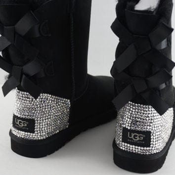 Bling Ugg Boots Swarovski Crystals Custom Bling Women's Bailey Bow Tall II Ugg  Boots- Gift ideas